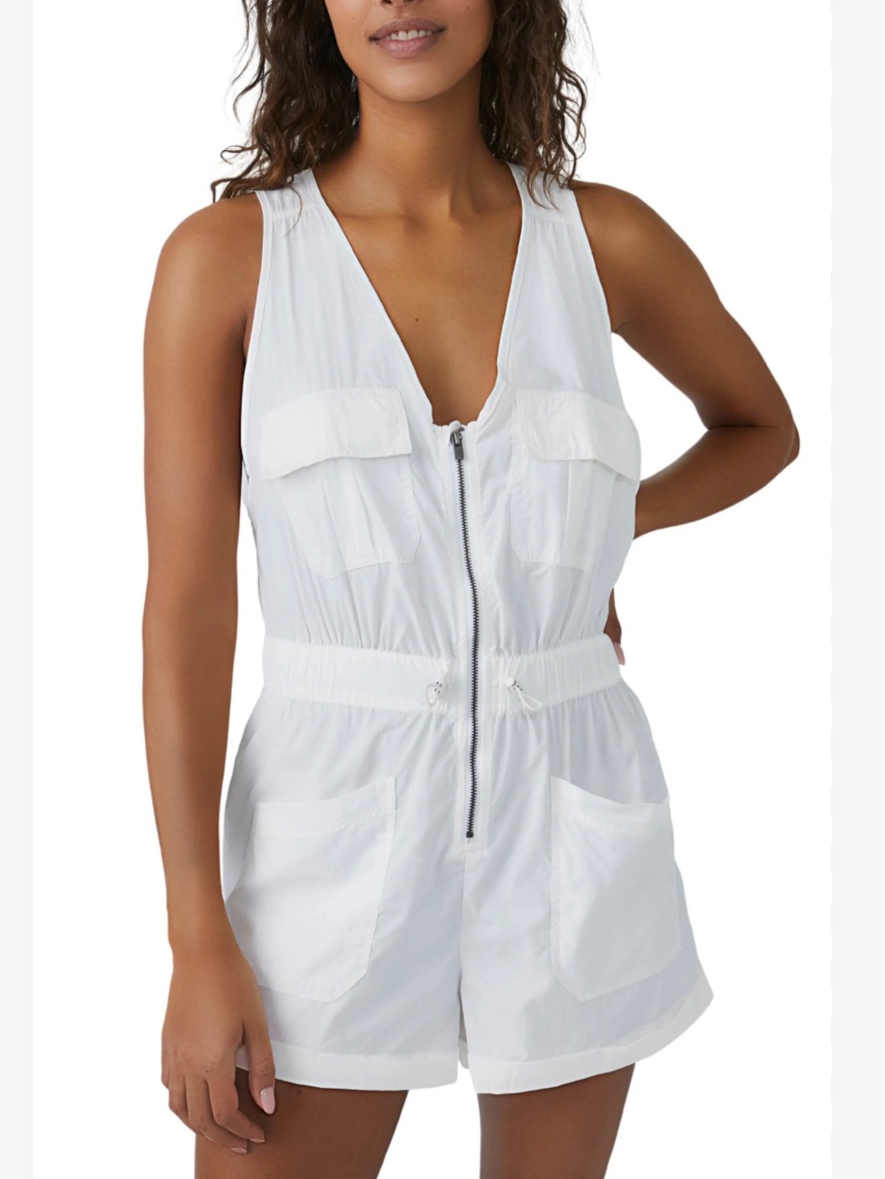 FP Movement by Free People Back on Trek White Runsie Romper size xl women’s